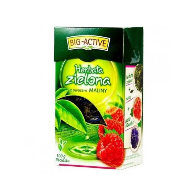 Zielona herbata liściasta z maliną Big-Active 100g