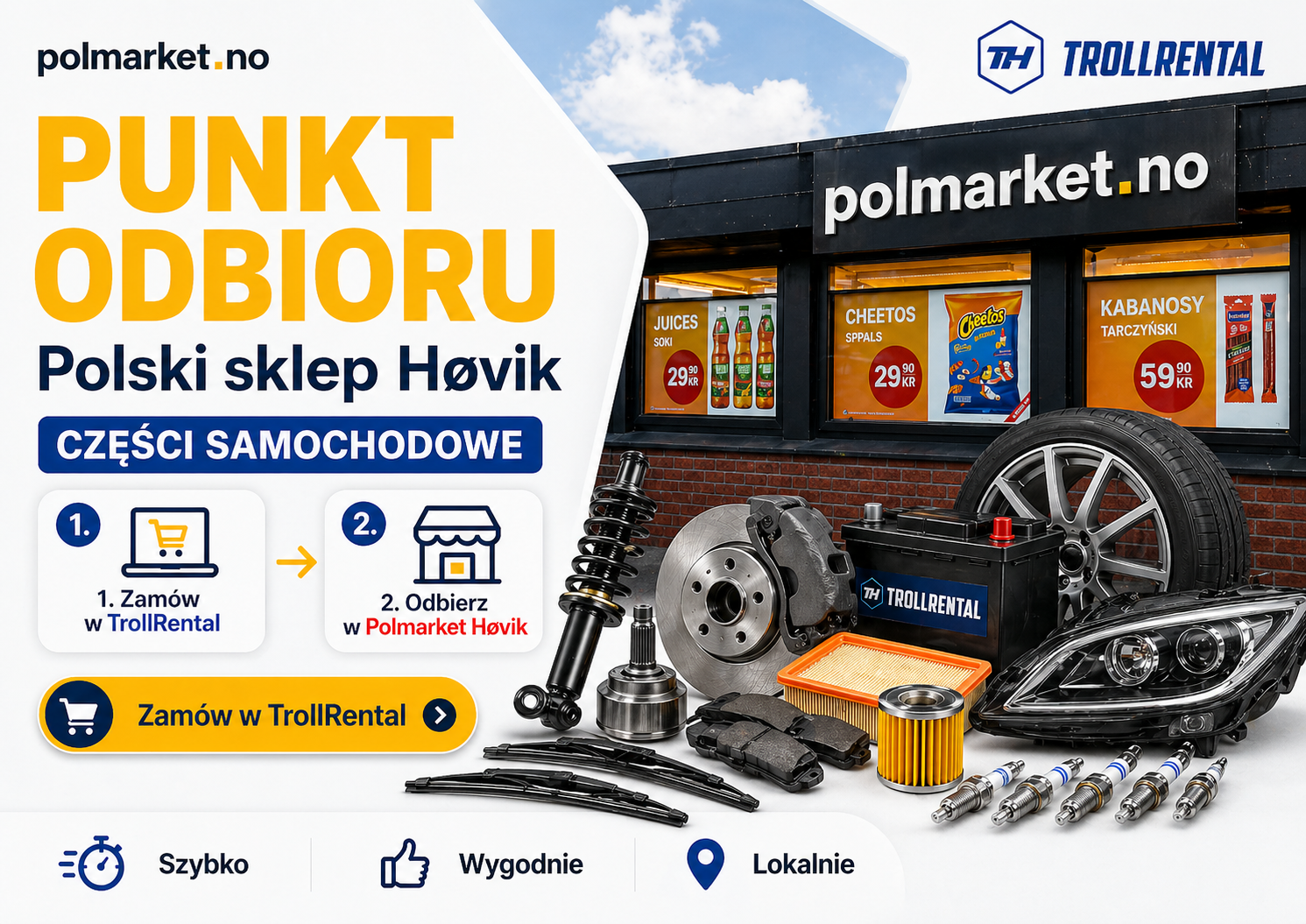 Punkt odbioru części samochodowych TrollRental w Polmarket Høvik