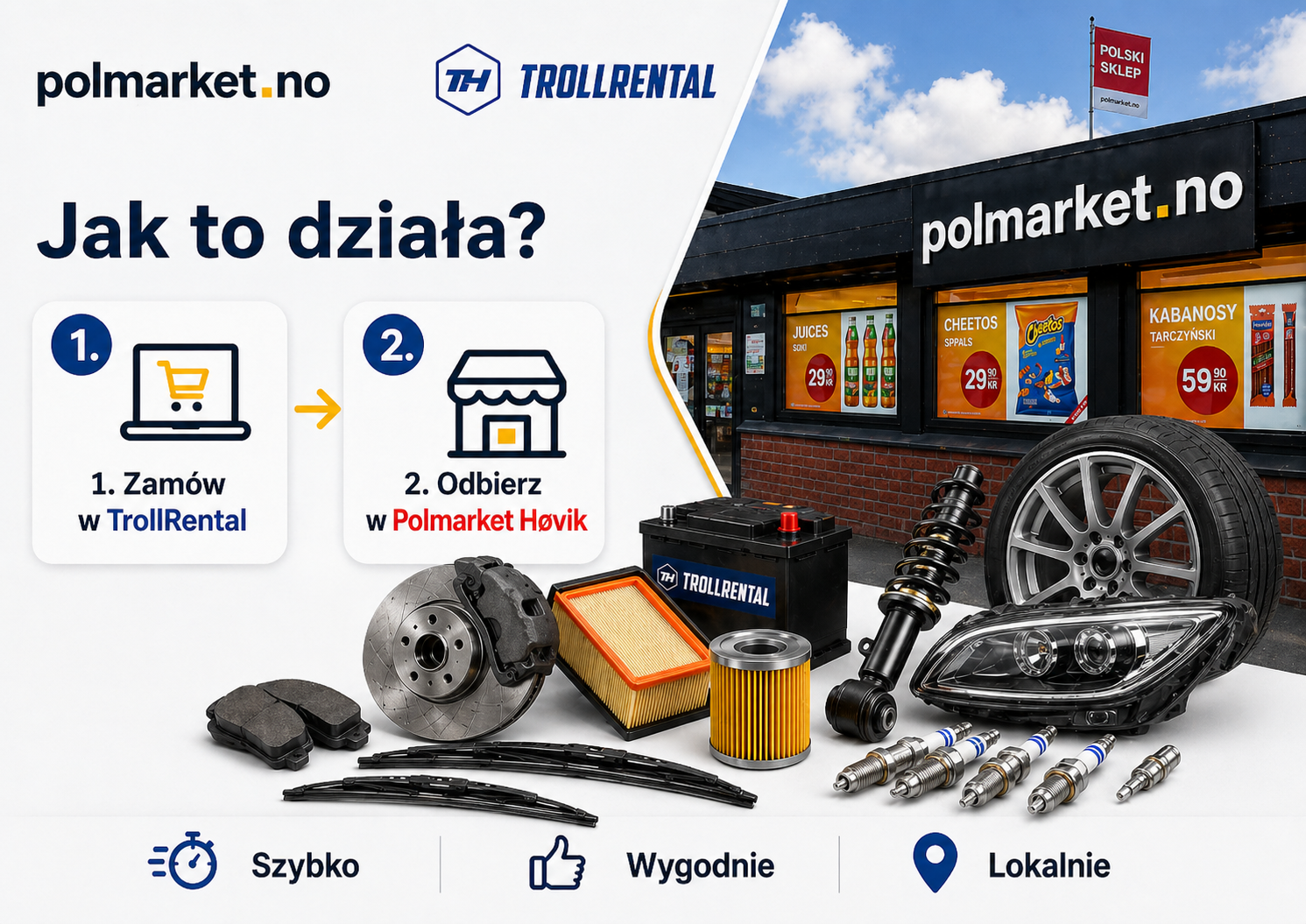 Jak zamówić części samochodowe w TrollRental i odebrać w Polmarket Høvik