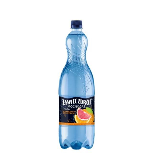 Żywiec Zdrój Mocny gaz Pomarańcza-Grejpfrut 1,5l