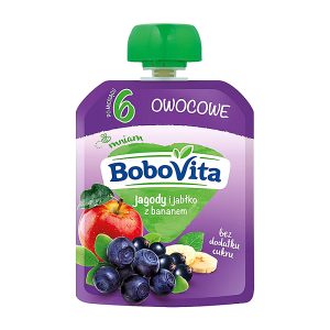 Mus owocowy w tubce jagody i jabłka z bananem Bobovita 80g