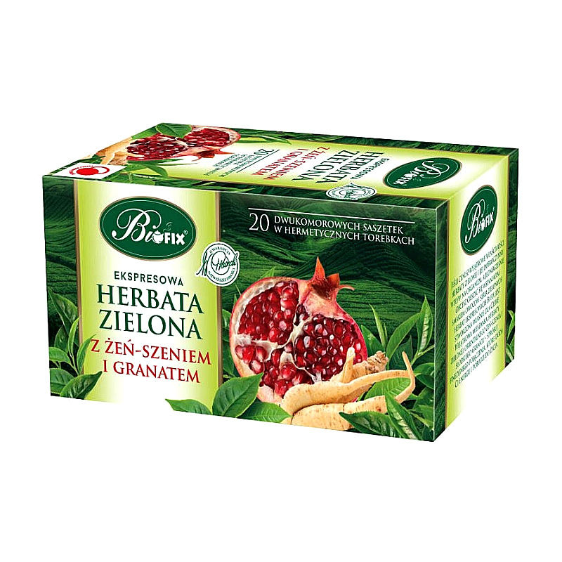 Herbata zielona z żeń-szeniem i granatem Biofix 20x2g