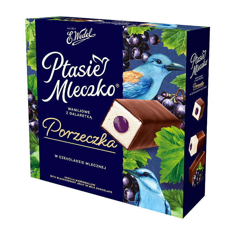 Ptasie Mleczko z galaretką porzeczkową w czekoladzie mlecznej 340g