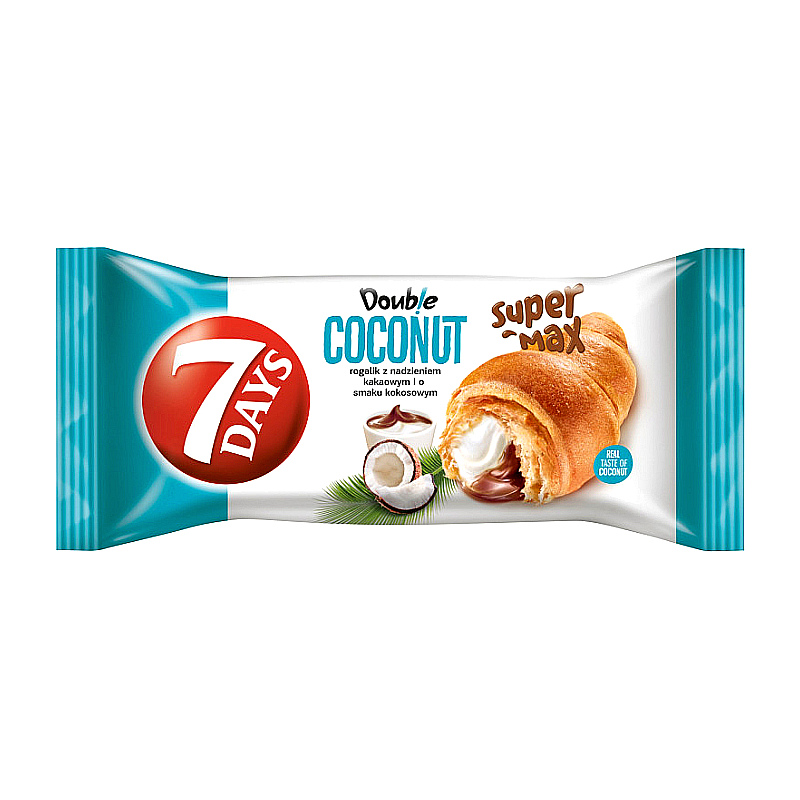 7Days Super Max Rogalik z nadzieniem kakaowym i o smaku kokosowym 110g